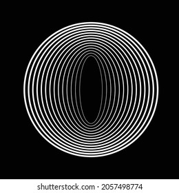 Resumen de líneas Hipster Fondo con círculos geométricos . Diseño de líneas de elipse de vector. Plantilla de póster . Logo de círculos concéntricos. Arte mínimo.
