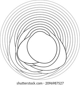 Resumen de líneas Hipster Fondo con círculos geométricos . Diseño de líneas de elipse de vector. Plantilla de póster . Logo de círculos concéntricos. Arte mínimo.