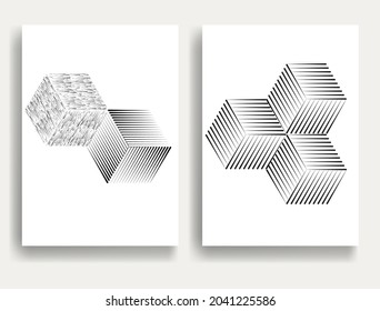 Abstract Hipster Lines Background . Vector Line Design . Poster template . Minimal art .