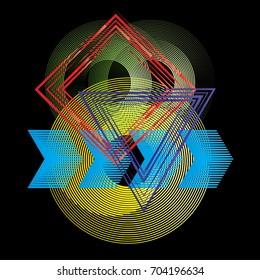 Abstract Hipster Lines Background . Vector Design with striped shapes . geometric elements for business cards, brochures. Geometrical chaotic creative composition