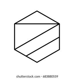 Abstract hipster logo in modern linear style. High quality geometric stamp, sticker, mark and sign. Vector illustration on a white background.