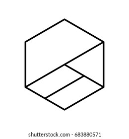Abstract hipster logo in modern linear style. High quality geometric stamp, sticker, mark and sign. Vector illustration on a white background.