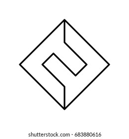 Abstract hipster logo in modern linear style. High quality geometric stamp, sticker, mark and sign. Vector illustration on a white background.