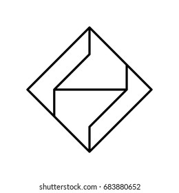 Abstract hipster logo in modern linear style. High quality geometric stamp, sticker, mark and sign. Vector illustration on a white background.
