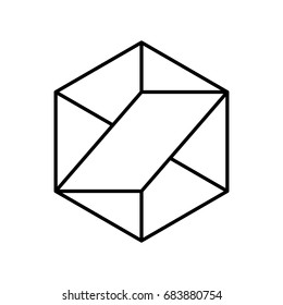 Abstract hipster logo in modern linear style. High quality geometric stamp, sticker, mark and sign. Vector illustration on a white background.