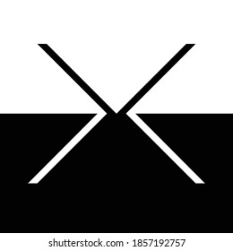 Abstract Hipster Negative space Logo . Letter x . Vector Arrow Design 