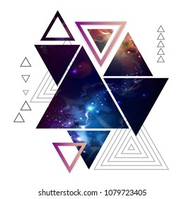 Abstract hipster polygonal triangle background with open space inside.