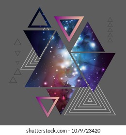 Abstract hipster polygonal triangle background with open space inside.