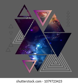 Abstract hipster polygonal triangle background with open space inside.