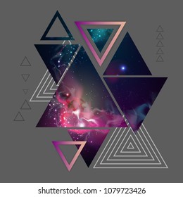 Abstract hipster polygonal triangle background with open space inside.