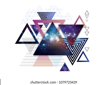 Abstract hipster polygonal triangle background with open space inside.