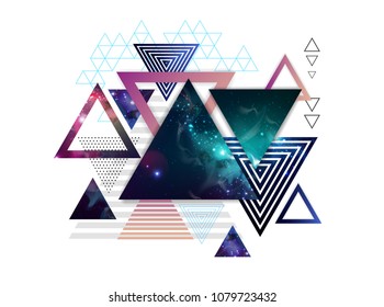Abstract hipster polygonal triangle background with open space inside.