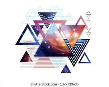 Abstract hipster polygonal triangle background with open space inside.