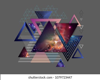 Abstract hipster polygonal triangle background with open space inside.