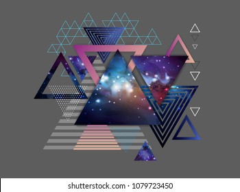 Abstract hipster polygonal triangle background with open space inside.