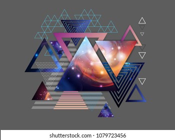 Abstract hipster polygonal triangle background with open space inside.