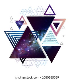 Abstract hipster polygonal triangle background with open space inside.