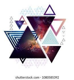 Abstract hipster polygonal triangle background with open space inside.