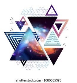 Abstract hipster polygonal triangle background with open space inside.