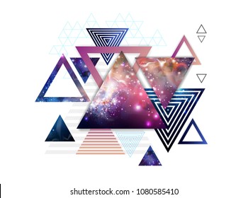 Abstract hipster polygonal triangle background with open space inside.
