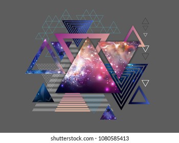 Abstract hipster polygonal triangle background with open space inside.