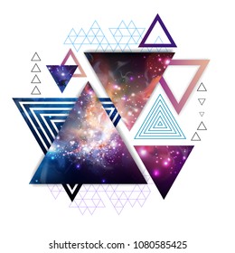 Abstract hipster polygonal triangle background with open space inside.