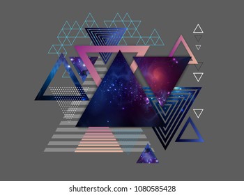 Abstract hipster polygonal triangle background with open space inside.