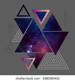 Abstract hipster polygonal triangle background with open space inside.