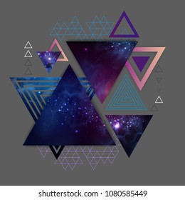 Abstract hipster polygonal triangle background with open space inside.
