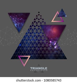 Abstract hipster polygonal triangle background with open space inside.
