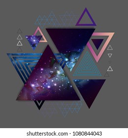 Abstract hipster polygonal triangle background with open space inside.