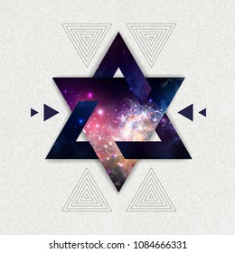 Abstract hipster polygonal triangle background with open space inside.
