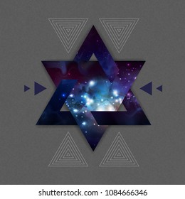 Abstract hipster polygonal triangle background with open space inside.