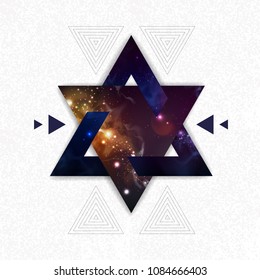 Abstract hipster polygonal triangle background with open space inside.