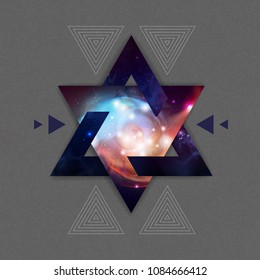 Abstract hipster polygonal triangle background with open space inside.