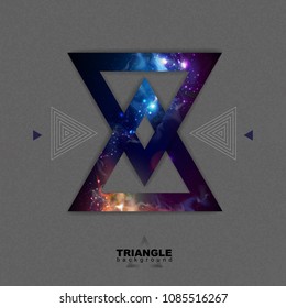 Abstract hipster polygonal triangle background with open space inside.