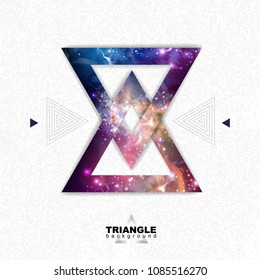Abstract hipster polygonal triangle background with open space inside.