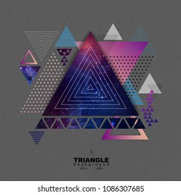Abstract hipster polygonal triangle background with open space inside.