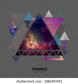 Abstract hipster polygonal triangle background with open space inside.