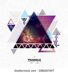 Abstract hipster polygonal triangle background with open space inside.