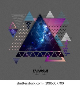 Abstract hipster polygonal triangle background with open space inside.