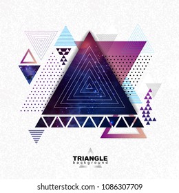 Abstract hipster polygonal triangle background with open space inside.