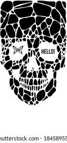 Abstract hipster poster, crystal skull with polygon,design element drawn by hand, symbol, sign for tattoo
