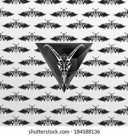 Abstract hipster poster, drawn by hand illustration with polygon,  crystal design element, symbol, sign for tattoo