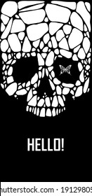 Abstract hipster poster with illustration drawn by hand and polygonal design element, symbol, sign for tattoo