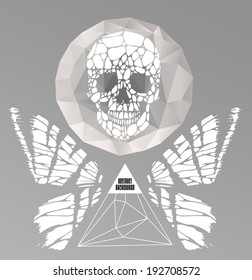 Abstract hipster poster with illustration drawn by hand and polygonal design element, symbol, sign for tattoo
