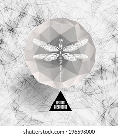 Abstract hipster poster with illustration drawn by hand and polygonal design element, symbol, sign for tattoo