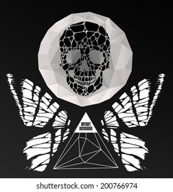 Abstract hipster poster with illustration drawn by hand and polygonal design element, symbol, sign for tattoo