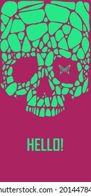Abstract hipster poster with illustration drawn by hand and polygonal design element, symbol, sign for tattoo
