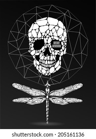Abstract hipster poster with illustration drawn by hand and polygonal design element, symbol, sign for tattoo